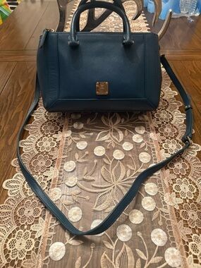 MCM Blue Saffiano Leather Crossbody Bag